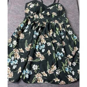 Black White Floral Print Womens L Spaghetti Strap MiNi Dress By Xhilaration
